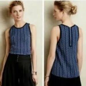 Anthropologie Blue Textured Swing Sleeveless Top Size M